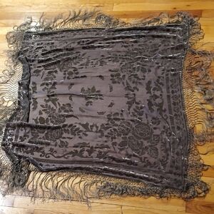 Burnout Velvet Fringe Shawl